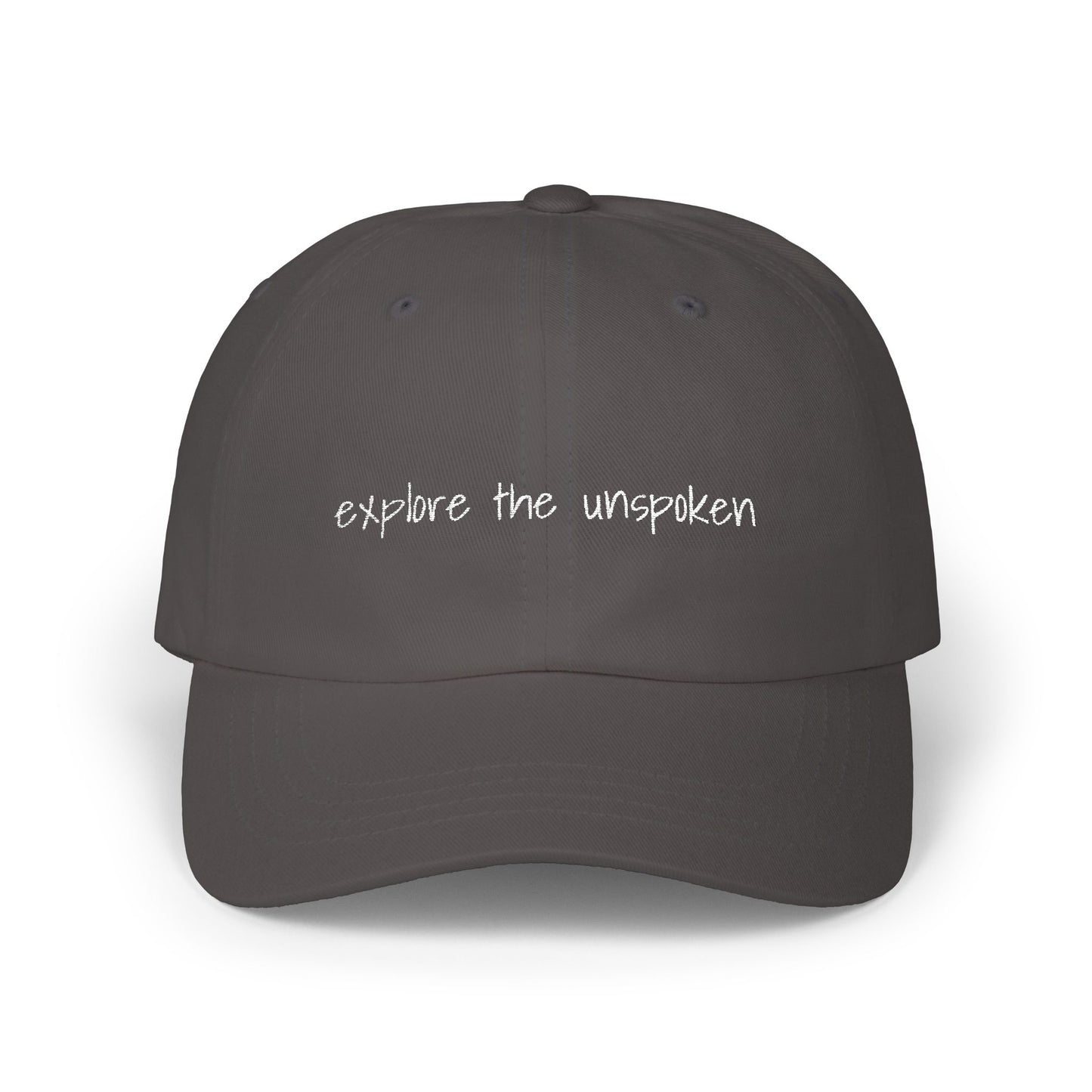 dark grey 'explore the unspoken' - dad cap